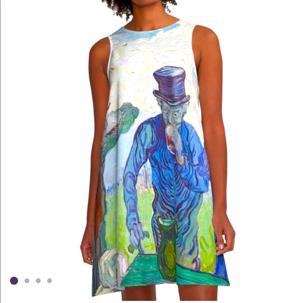 NWOT Van Gogh silky A-line fun slip-over dress.